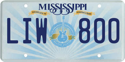 MS license plate LIW800