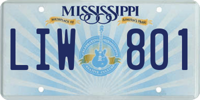 MS license plate LIW801