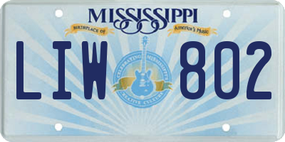 MS license plate LIW802