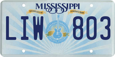 MS license plate LIW803