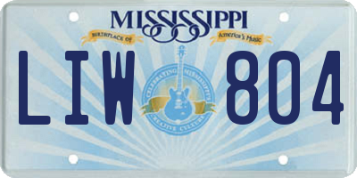 MS license plate LIW804