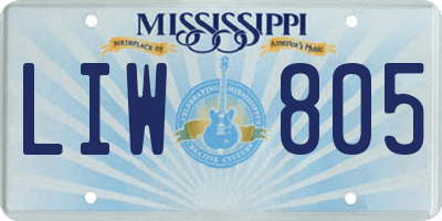 MS license plate LIW805