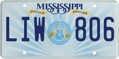 MS license plate LIW806