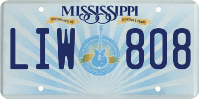 MS license plate LIW808