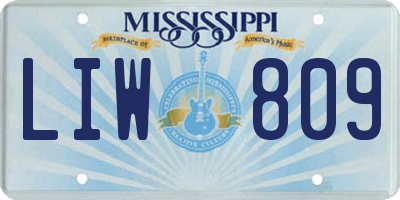 MS license plate LIW809