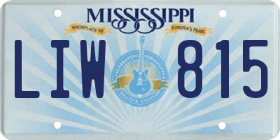 MS license plate LIW815