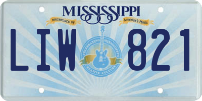 MS license plate LIW821