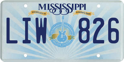 MS license plate LIW826