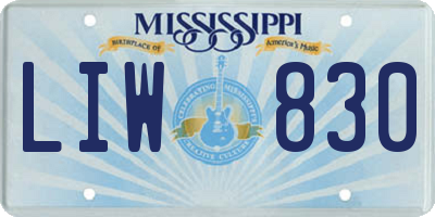 MS license plate LIW830