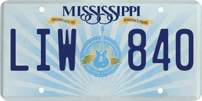 MS license plate LIW840