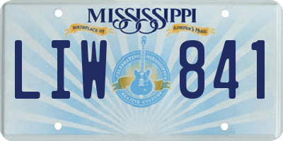 MS license plate LIW841