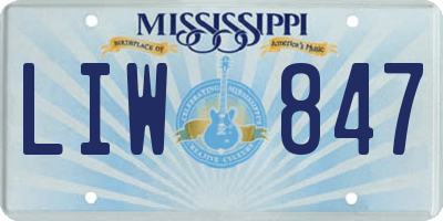 MS license plate LIW847
