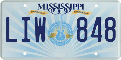 MS license plate LIW848
