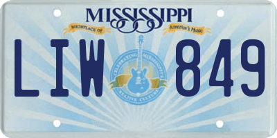 MS license plate LIW849