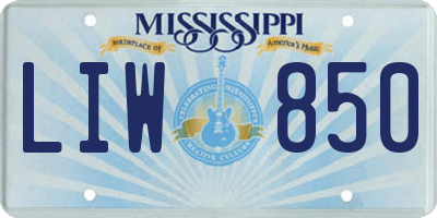 MS license plate LIW850