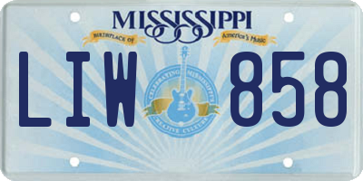 MS license plate LIW858