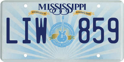 MS license plate LIW859