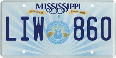 MS license plate LIW860