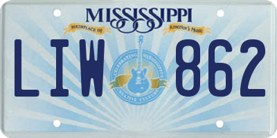 MS license plate LIW862