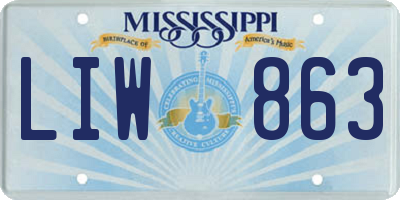MS license plate LIW863