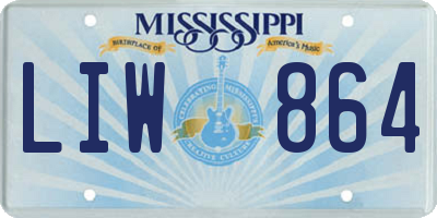 MS license plate LIW864