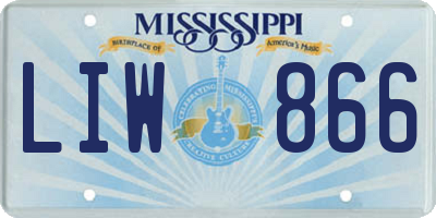 MS license plate LIW866