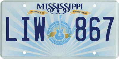 MS license plate LIW867