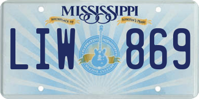 MS license plate LIW869