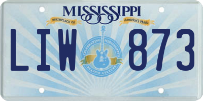 MS license plate LIW873