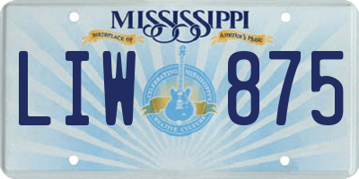 MS license plate LIW875