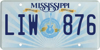 MS license plate LIW876
