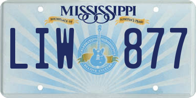 MS license plate LIW877