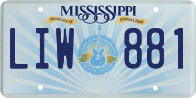 MS license plate LIW881