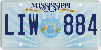 MS license plate LIW884