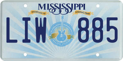 MS license plate LIW885
