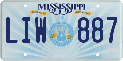 MS license plate LIW887