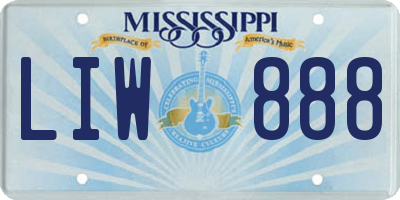 MS license plate LIW888