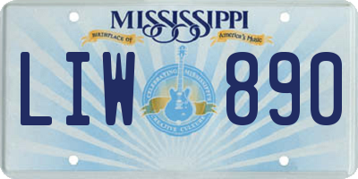 MS license plate LIW890