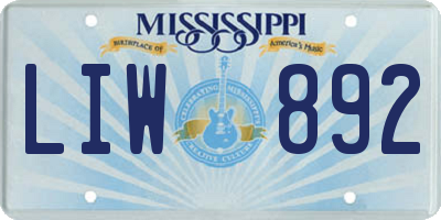 MS license plate LIW892
