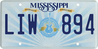 MS license plate LIW894