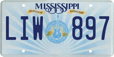MS license plate LIW897