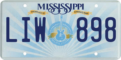 MS license plate LIW898
