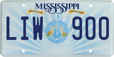 MS license plate LIW900