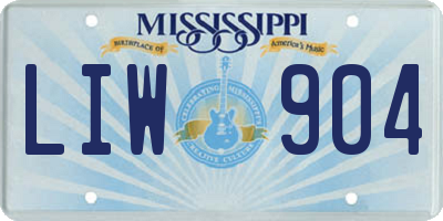 MS license plate LIW904