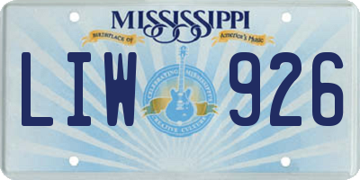 MS license plate LIW926