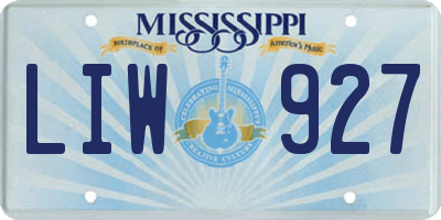 MS license plate LIW927