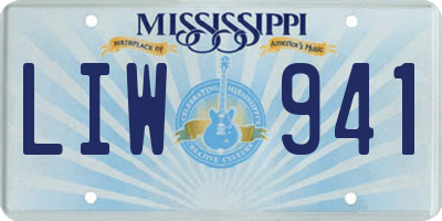 MS license plate LIW941