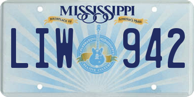 MS license plate LIW942