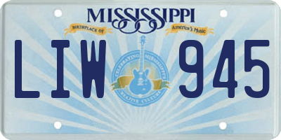 MS license plate LIW945
