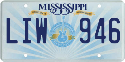 MS license plate LIW946